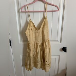 Zara Light Yellow Embroidered Mini Dress